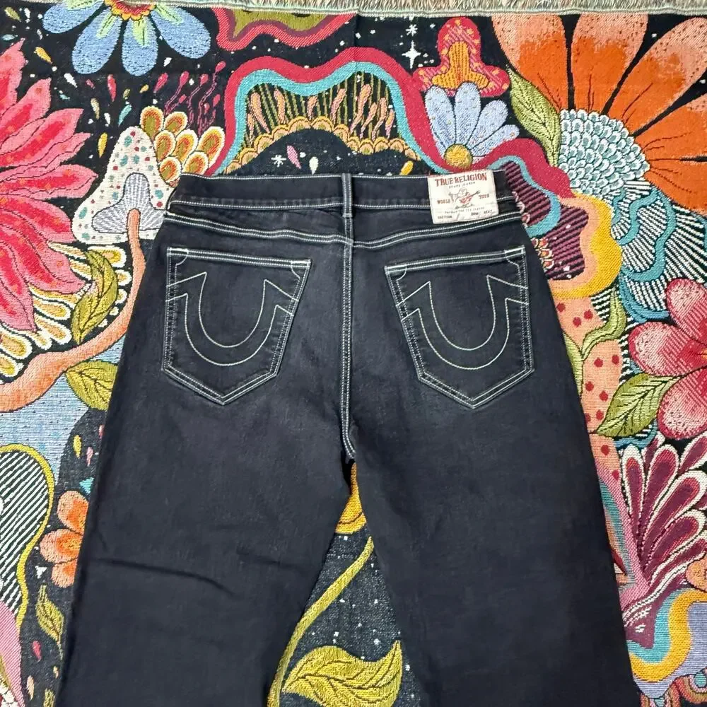True Religion Mens Bobby Relaxed Baggy Black Denim Jeans Size 34 36 x 31
